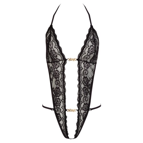 Body a stringhe in pizzo a fiori con...