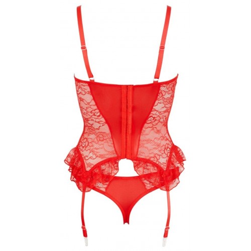 Reggicalze sexy rosso con perizoma L