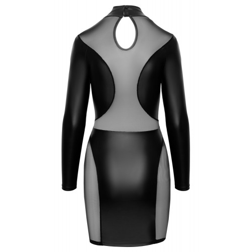 Abito semitrasparente stretto corto a...