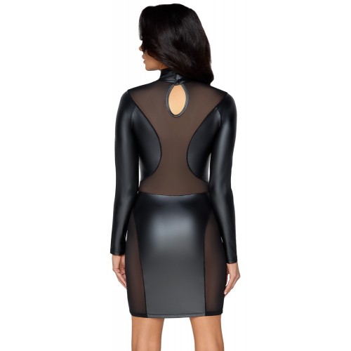 Abito semitrasparente stretto corto a...