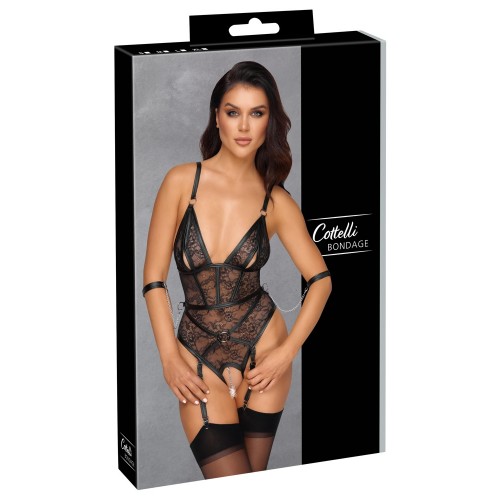 Body con bretelle senza cavallo e...