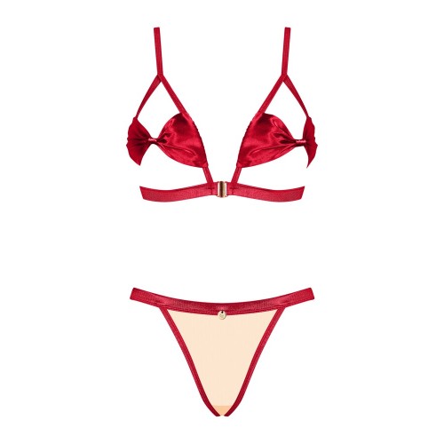 set reggiseno e perizoma rosso Con...