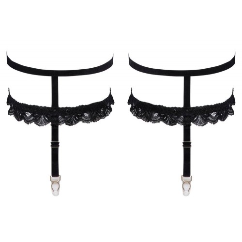 Giarrettiera nera doppia con bretelle...