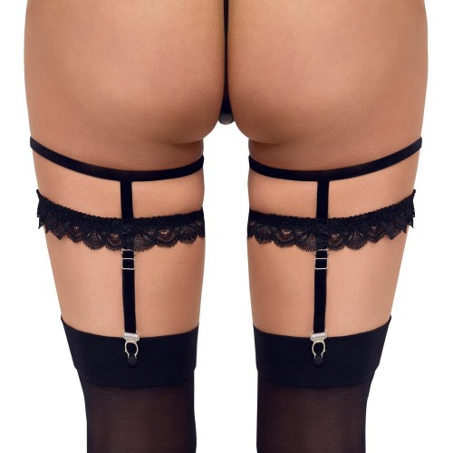 Giarrettiera nera doppia con bretelle...