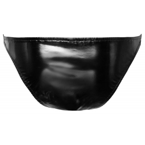 Slip in vernice nero lucido con...