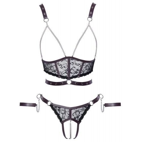 Set con top che lascia il seno, slip...