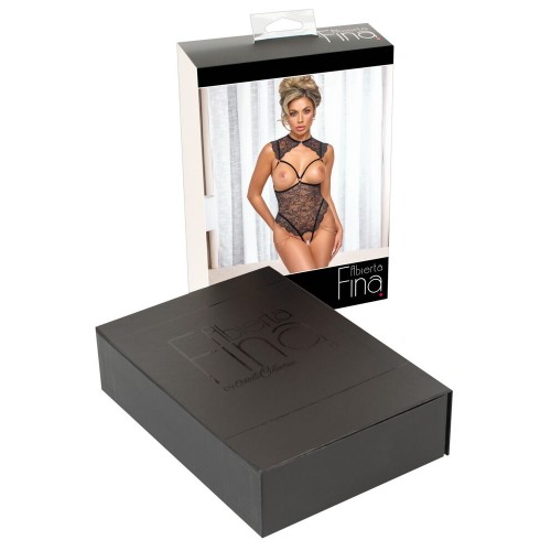 Body nero in morbido pizzo floreale...