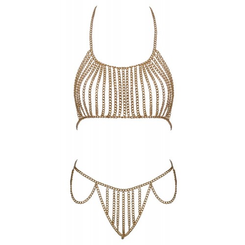 Bikini a catena color oro di con top...