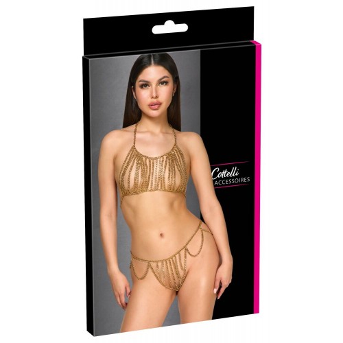 Bikini a catena color oro di con top...