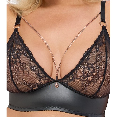 Set reggicalze nero con reggiseno,...