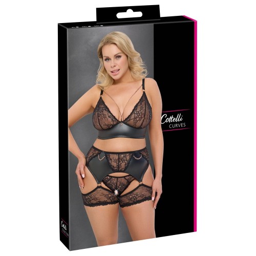 Set reggicalze nero con reggiseno,...
