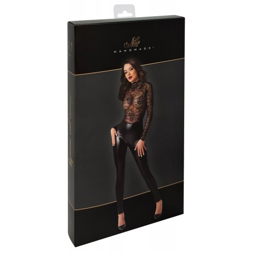 Tuta nera aderente a maniche lunghe...