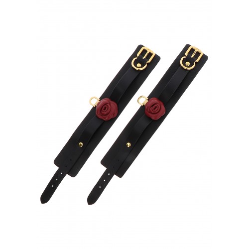 Polsini in pelle con rosa rossa...