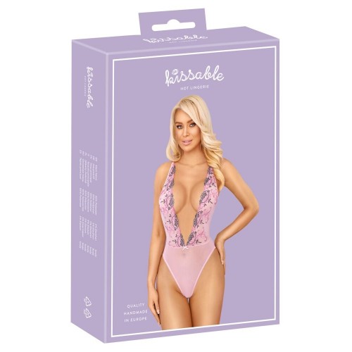 Body extra scollato rosé con ricami...
