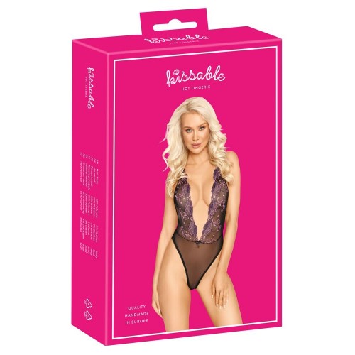 Body extra scollato nero con ricami...