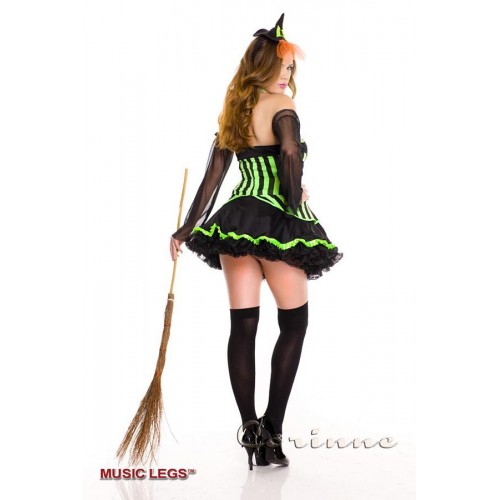 costume da strega nero/verde 4pz M/L