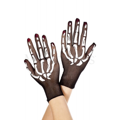 Guanti in rete con disegno scheletro....