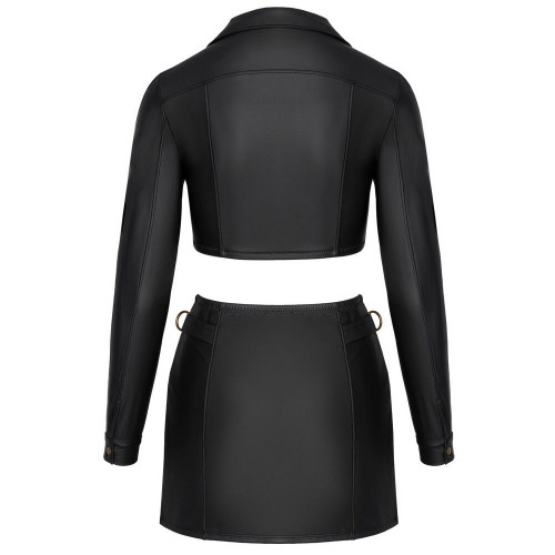 Top corto e minigonna in wetlook nero M