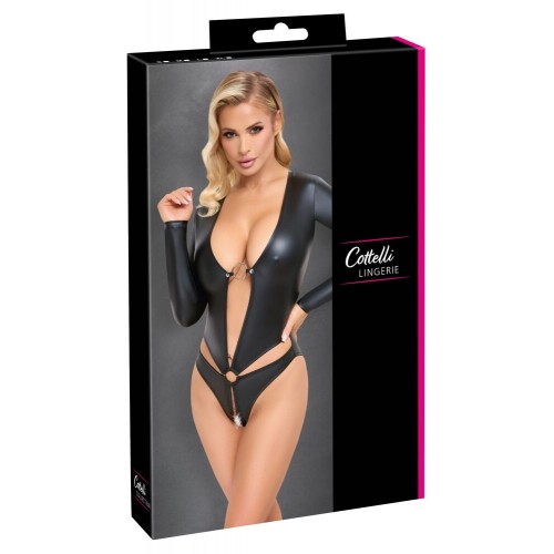 Body nero a maniche lunghe senza...