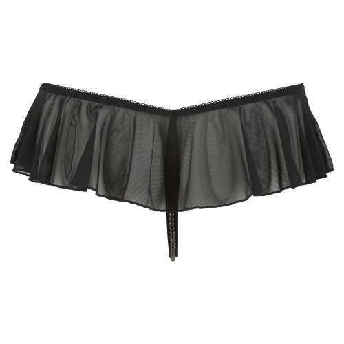 Perizoma nero aperto con perle e...