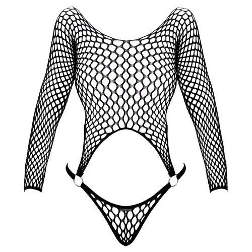 Body nero a rete con maglie larghe S-L