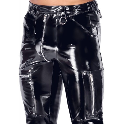 Pantaloni neri aderenti in vinile L