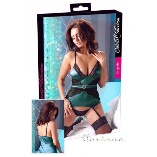 Guepiere verde/nera con anello in...