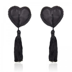 Heart Nipples Tassels Black