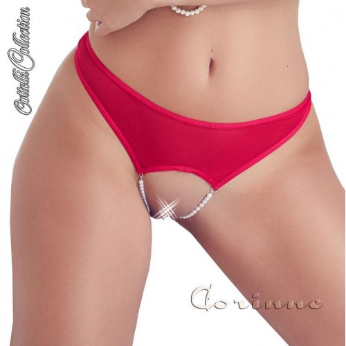 2310023 Tanga in tulle con perle al...