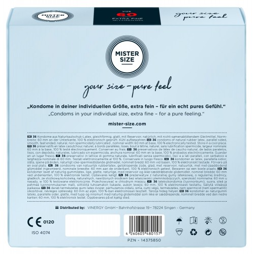 Profilattici 36 pz Mister Size 60 mm