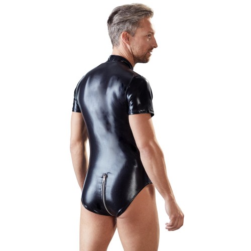 Body Wetlook con maniche corte e...