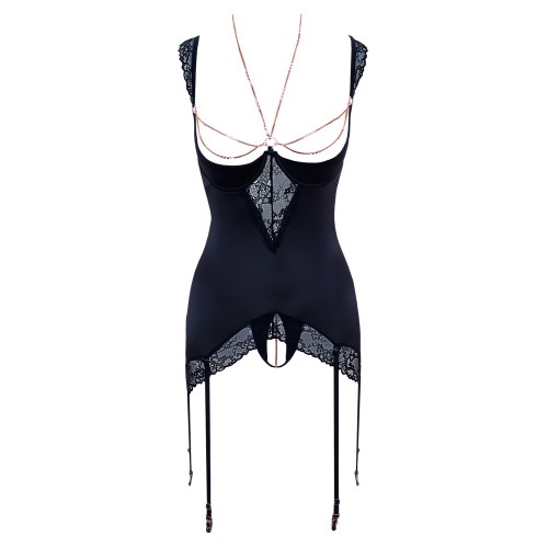 guepiere con strass e seno scoperto...